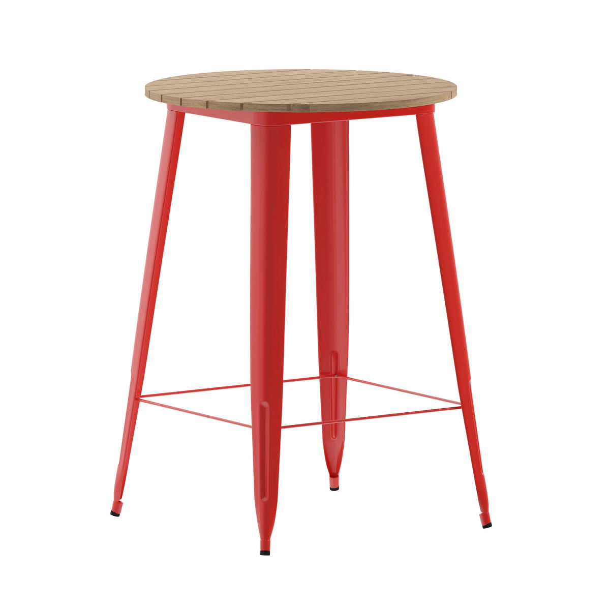 Brown Top/Red Frame |#| 30" RD Commercial Poly Bar Top Restaurant Table with Steel Frame-Brown/Red