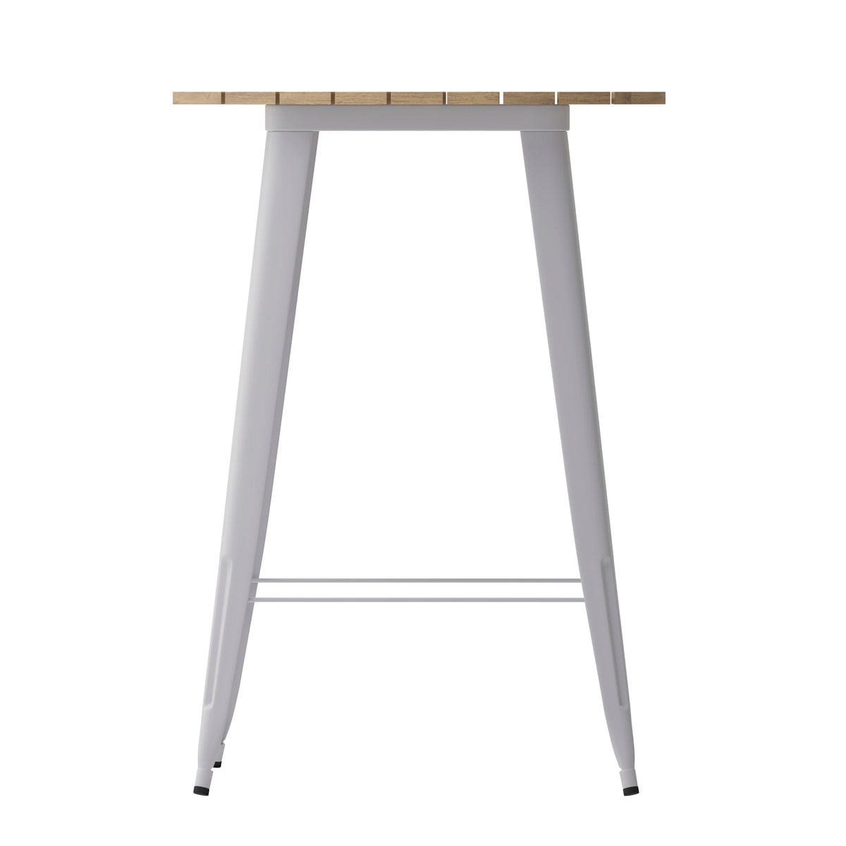 Brown Top/Silver Frame |#| 30" RD Commercial Poly Bar Top Restaurant Table with Steel Frame-Brown/Silver