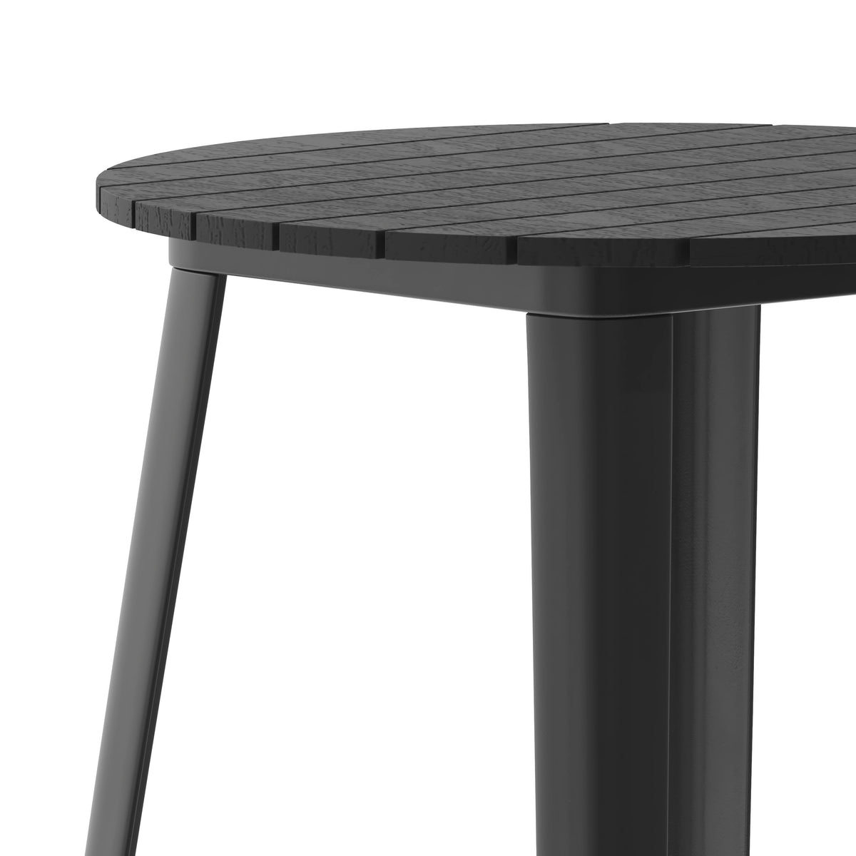 Black Top/Black Frame |#| 30" RD Commercial Poly Bar Top Restaurant Table with Steel Frame-Black/Black