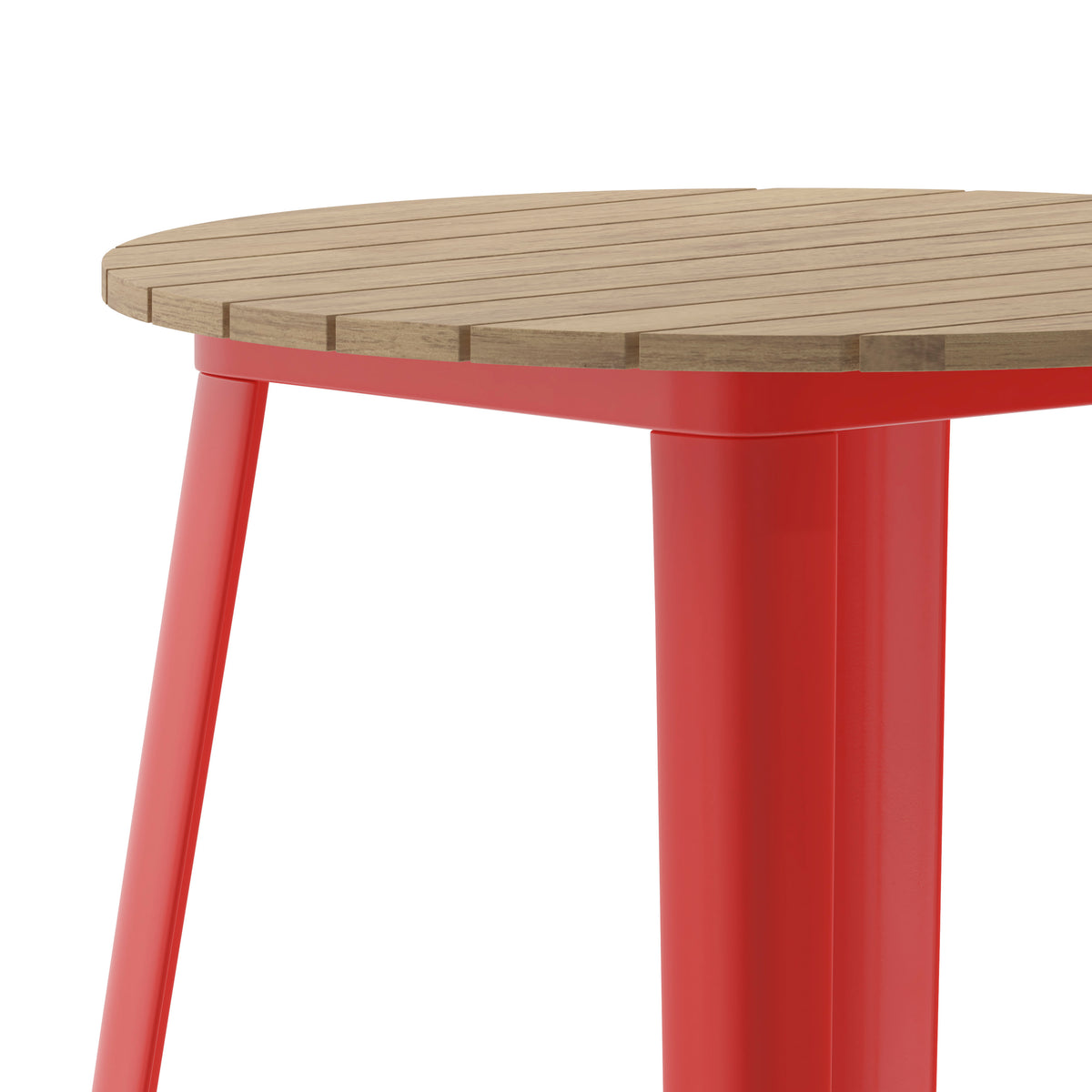 Brown Top/Red Frame |#| 30" RD Commercial Poly Bar Top Restaurant Table with Steel Frame-Brown/Red