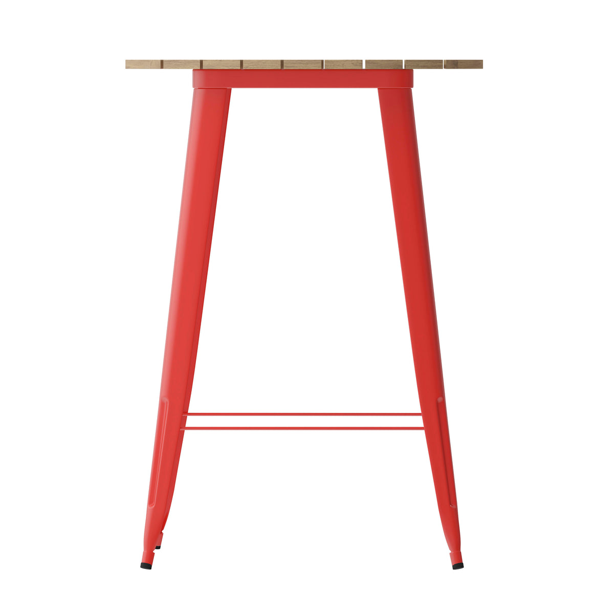 Brown Top/Red Frame |#| 30" RD Commercial Poly Bar Top Restaurant Table with Steel Frame-Brown/Red