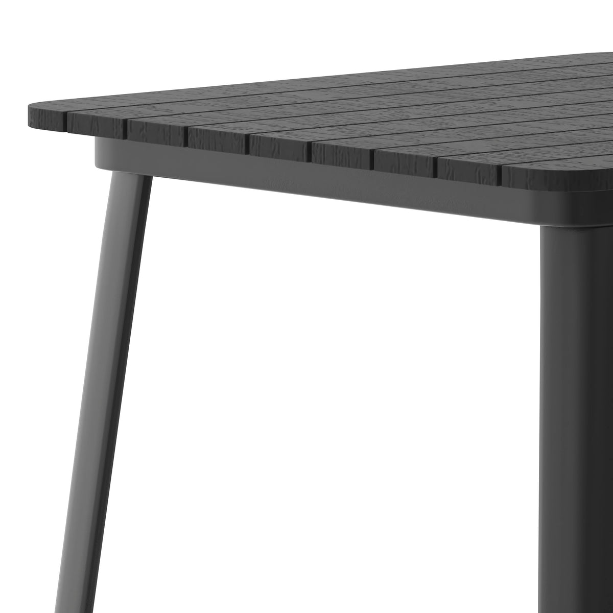 Black Top/Black Frame |#| 31.5" SQ Commercial Poly Bar Top Restaurant Table with Steel Frame-Black/Black