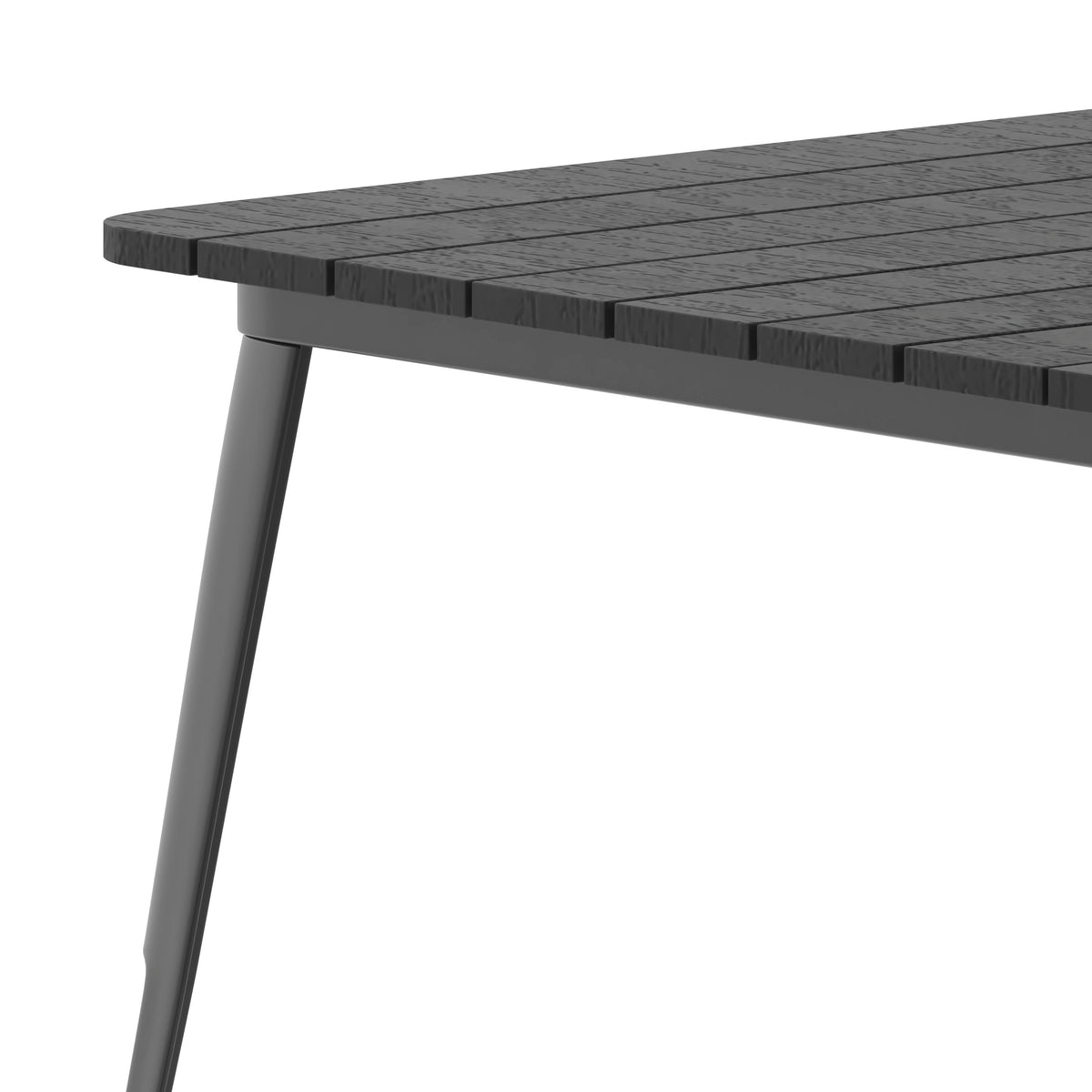Black Top/Black Frame |#| 36" SQ Commercial Poly Resin Restaurant Table with Umbrella Hole - Black/Black