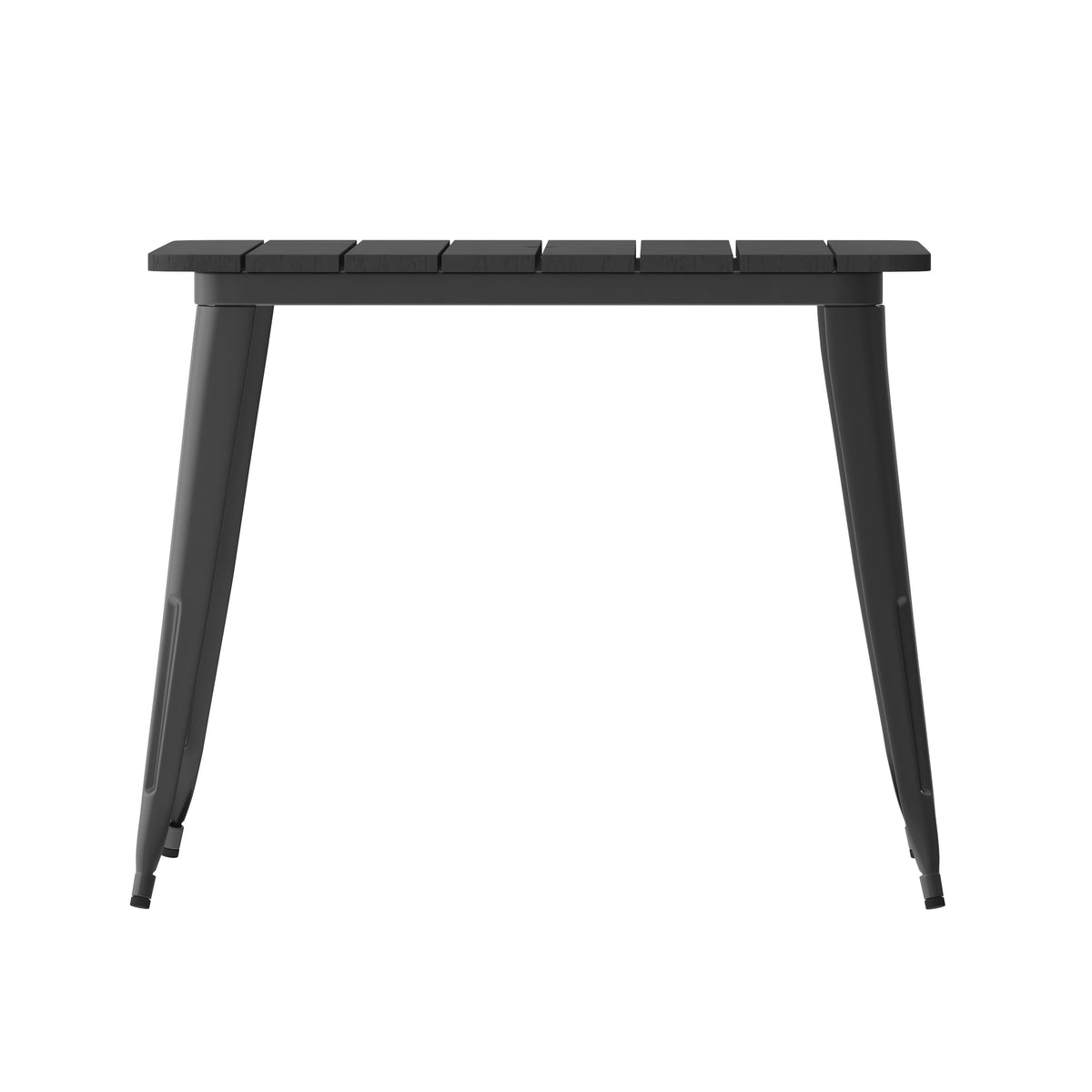 Black Top/Black Frame |#| 36" SQ Commercial Poly Resin Restaurant Table with Umbrella Hole - Black/Black