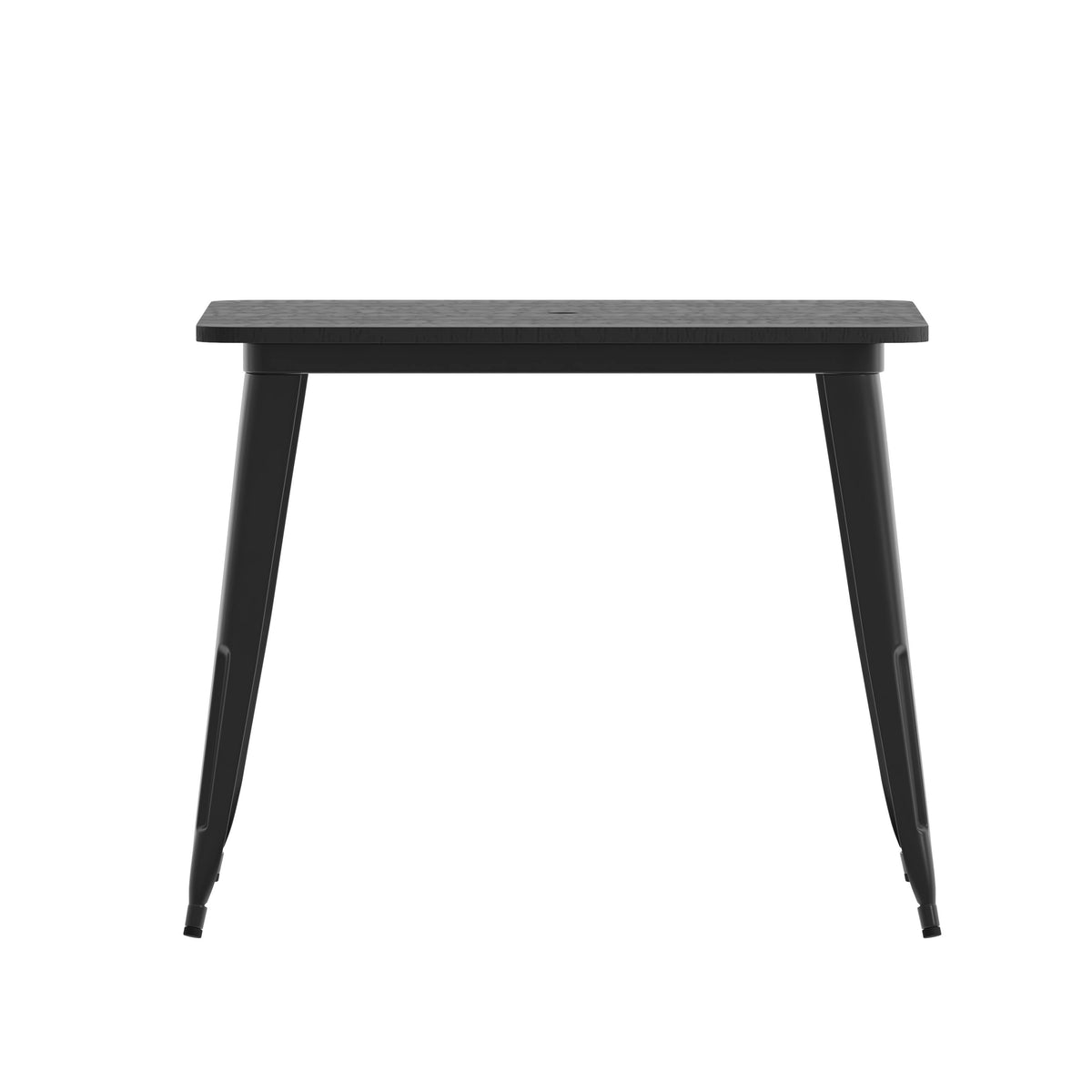 Black Top/Black Frame |#| 36" SQ Commercial Poly Resin Restaurant Table with Umbrella Hole - Black/Black