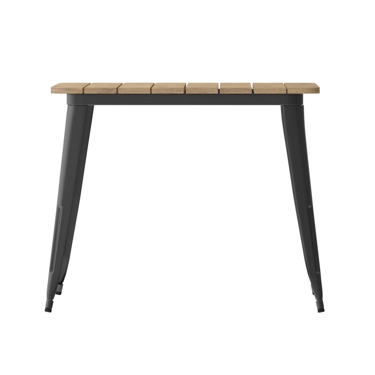 Brown Top/Black Frame |#| 36" SQ Commercial Poly Resin Restaurant Table with Umbrella Hole - Brown/Black