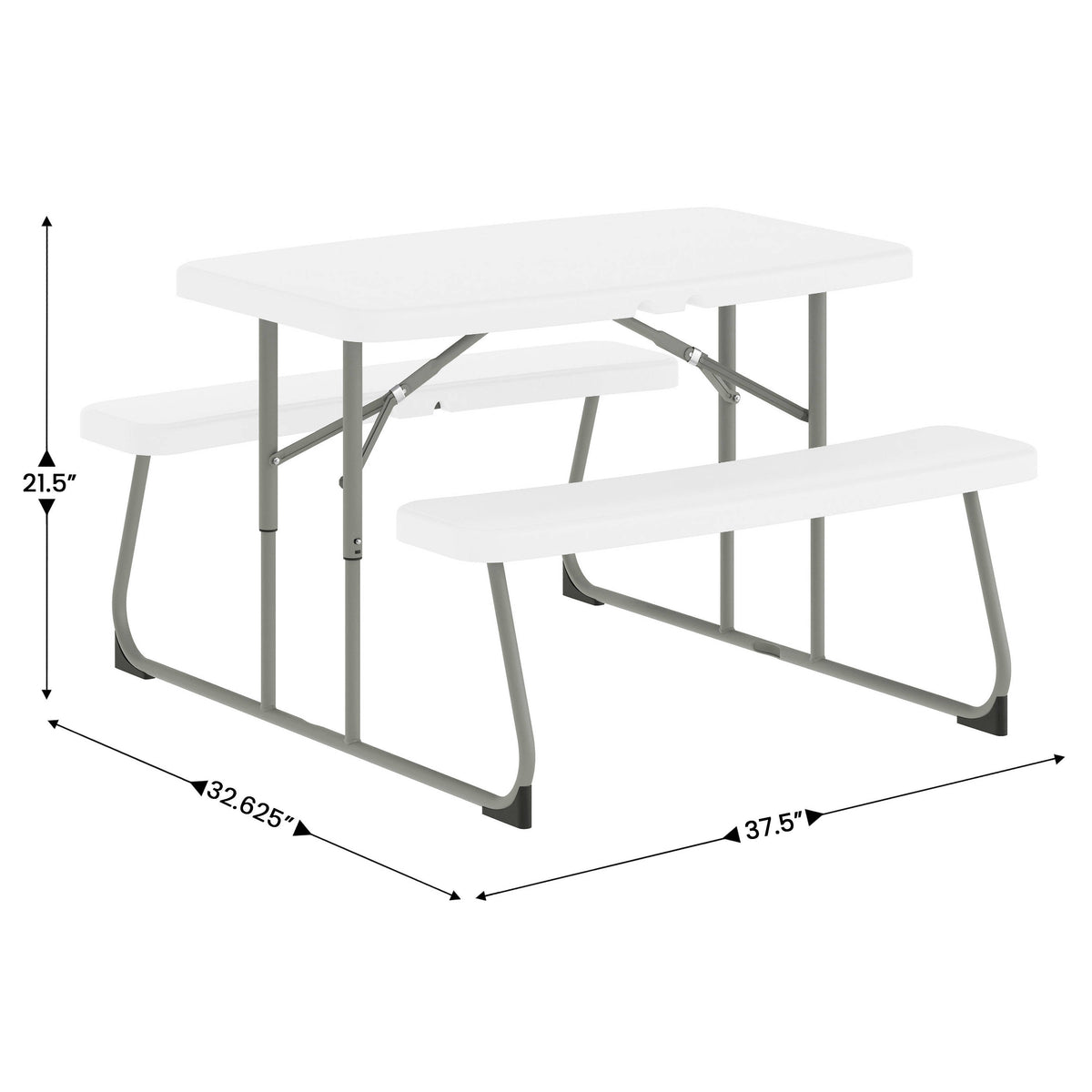 White |#| Indoor/Outdoor Commercial Grade Kids White Folding Picnic Table with Benches