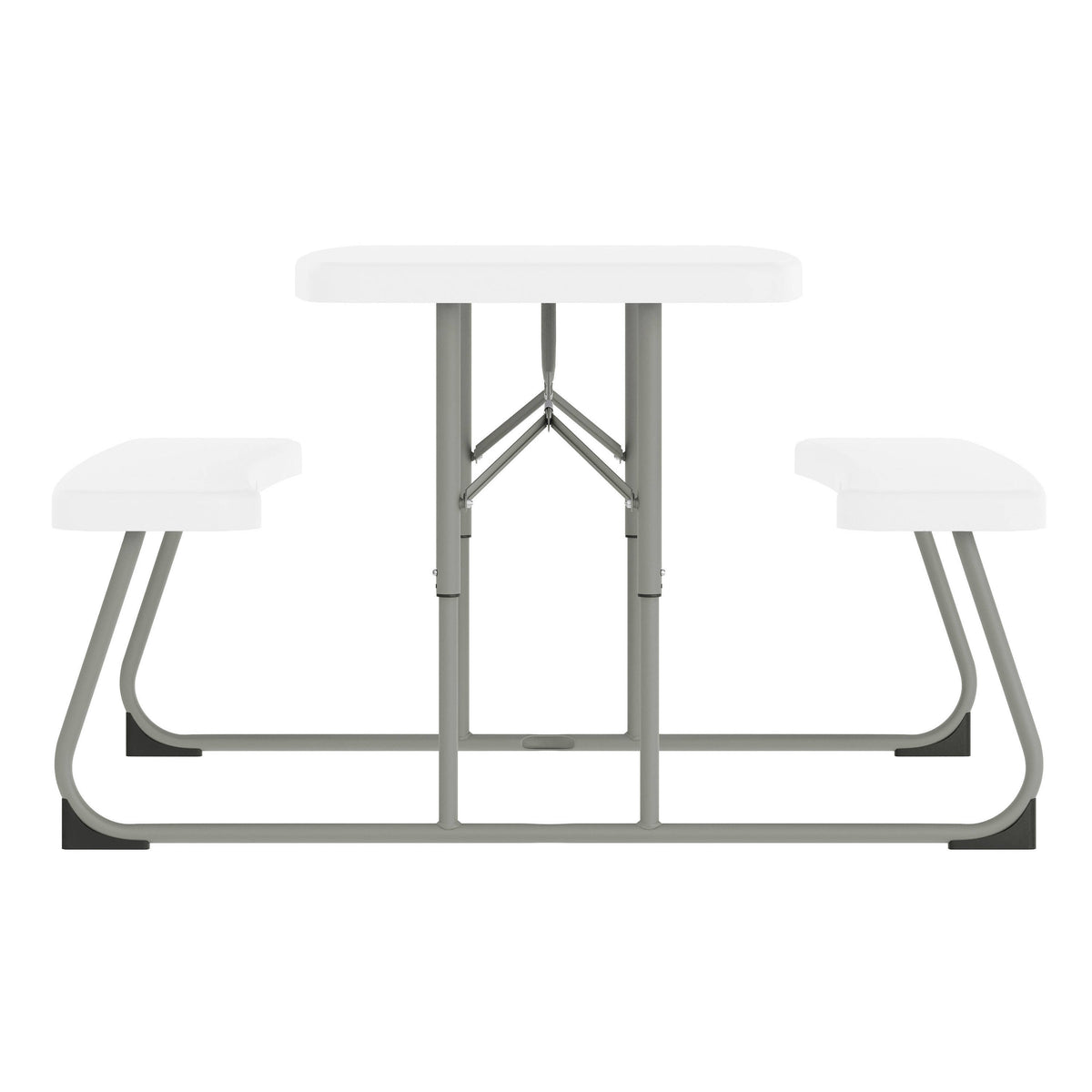 White |#| Indoor/Outdoor Commercial Grade Kids White Folding Picnic Table with Benches