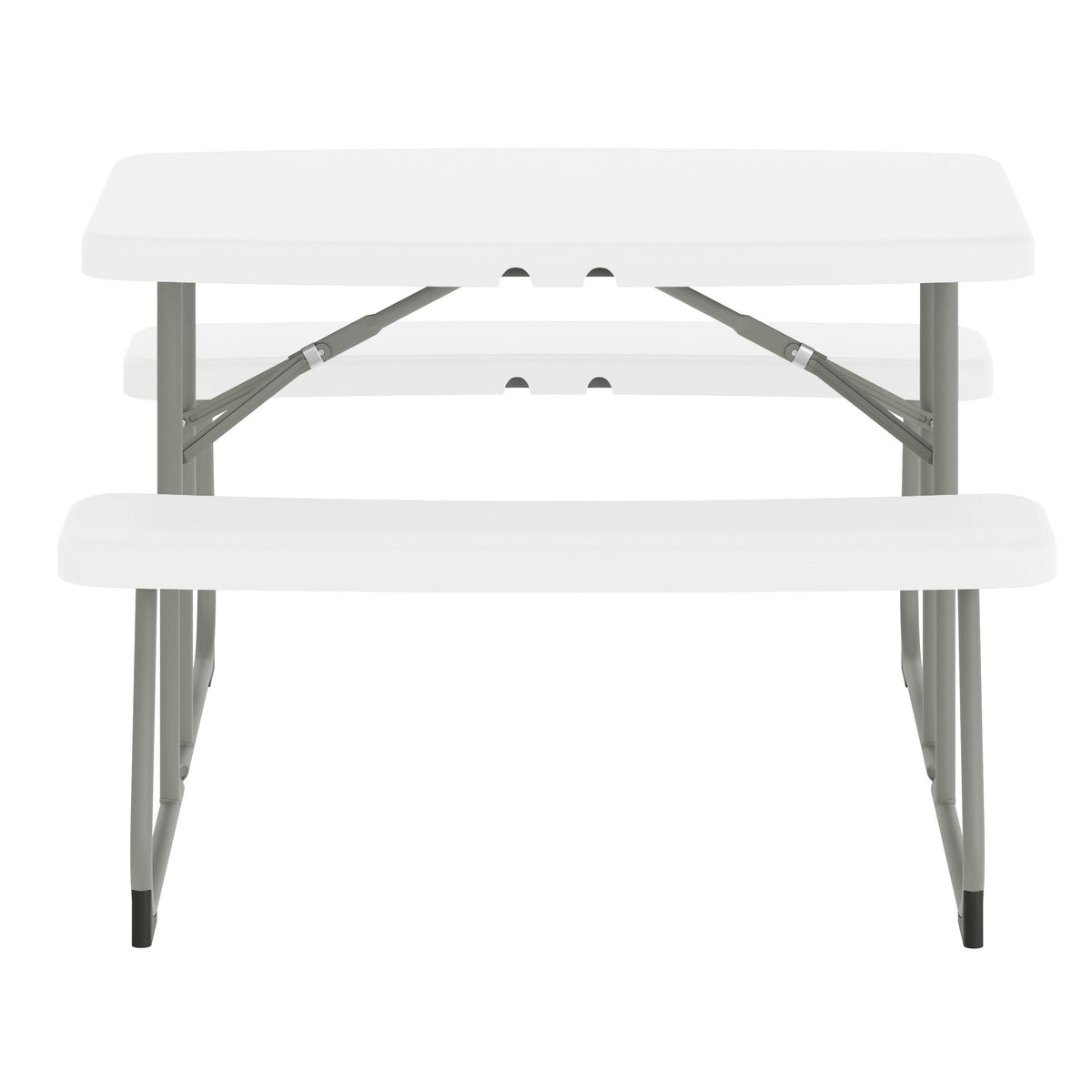 White |#| Indoor/Outdoor Commercial Grade Kids White Folding Picnic Table with Benches