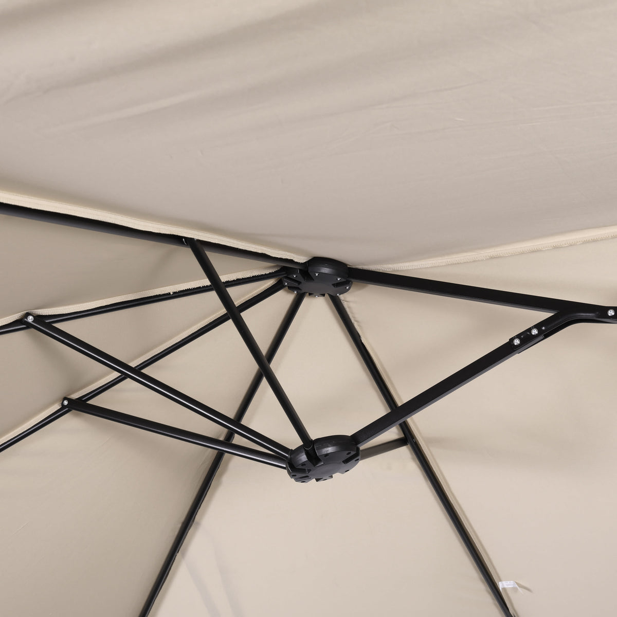 Tan |#| Tan Commercial 15 FT Triple Head Patio Umbrella with Crank and Easy Lift Function