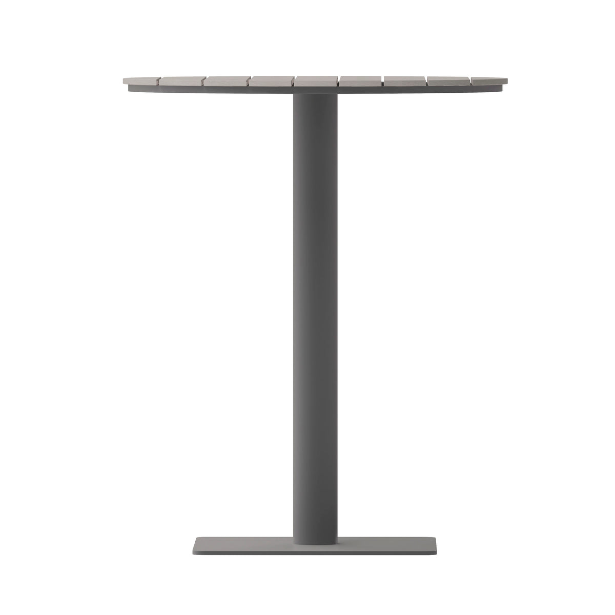 Gray Top/Gray Frame |#| Commercial 24 Inch Round Faux Teak Outdoor Patio Dining Table - Gray/Gray
