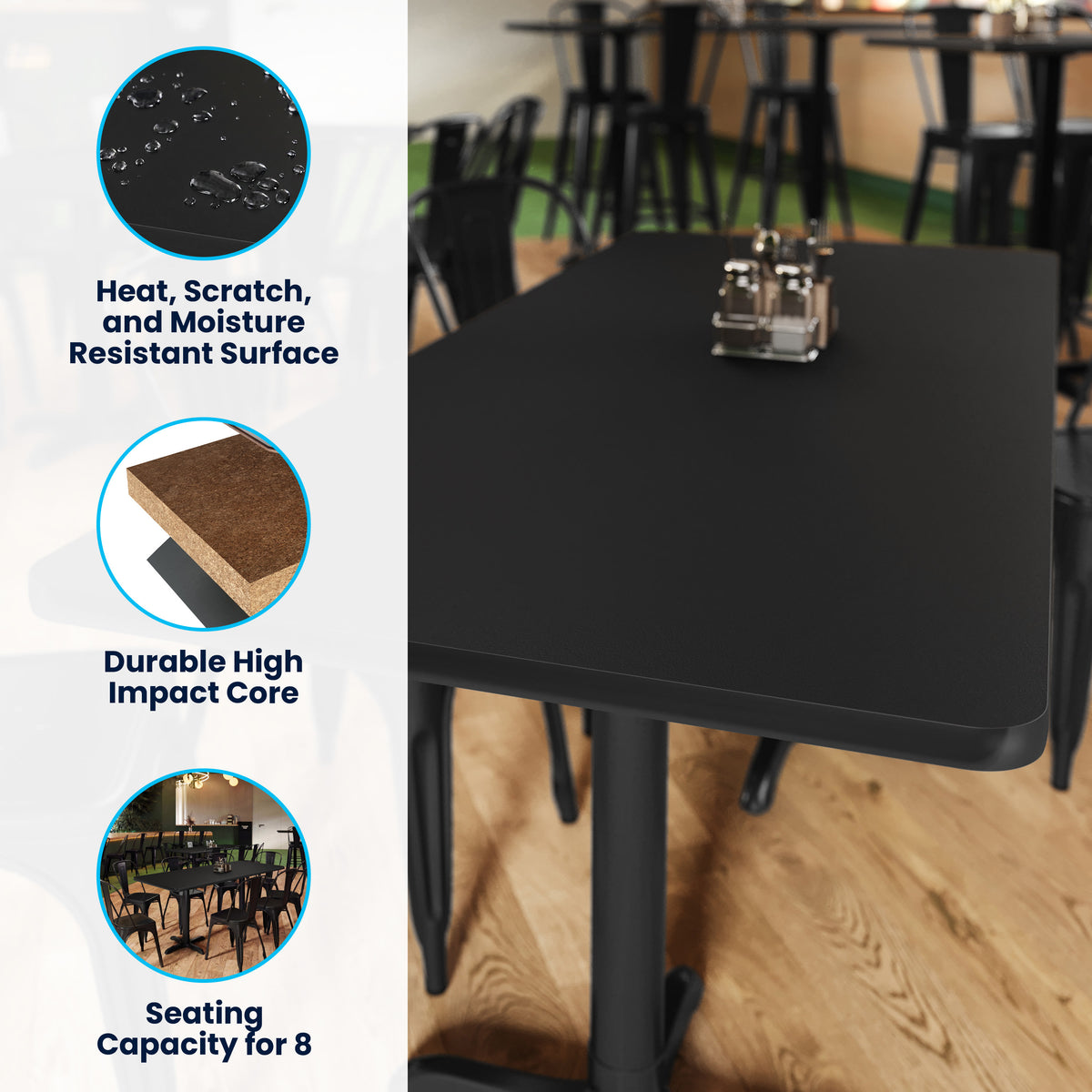 Black/Mahogany |#| Commercial Black or Mahogany Reversible Laminate Tabletop - 72" x 30"