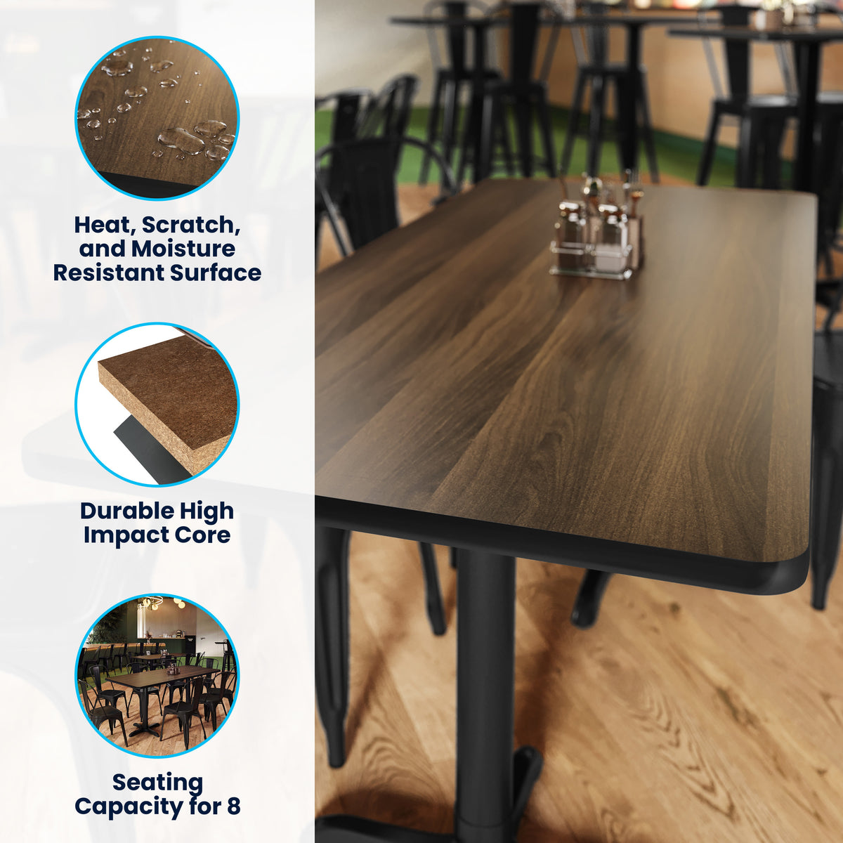 Natural/Walnut |#| Commercial Walnut or Natural Reversible Laminate Tabletop - 72" x 30"