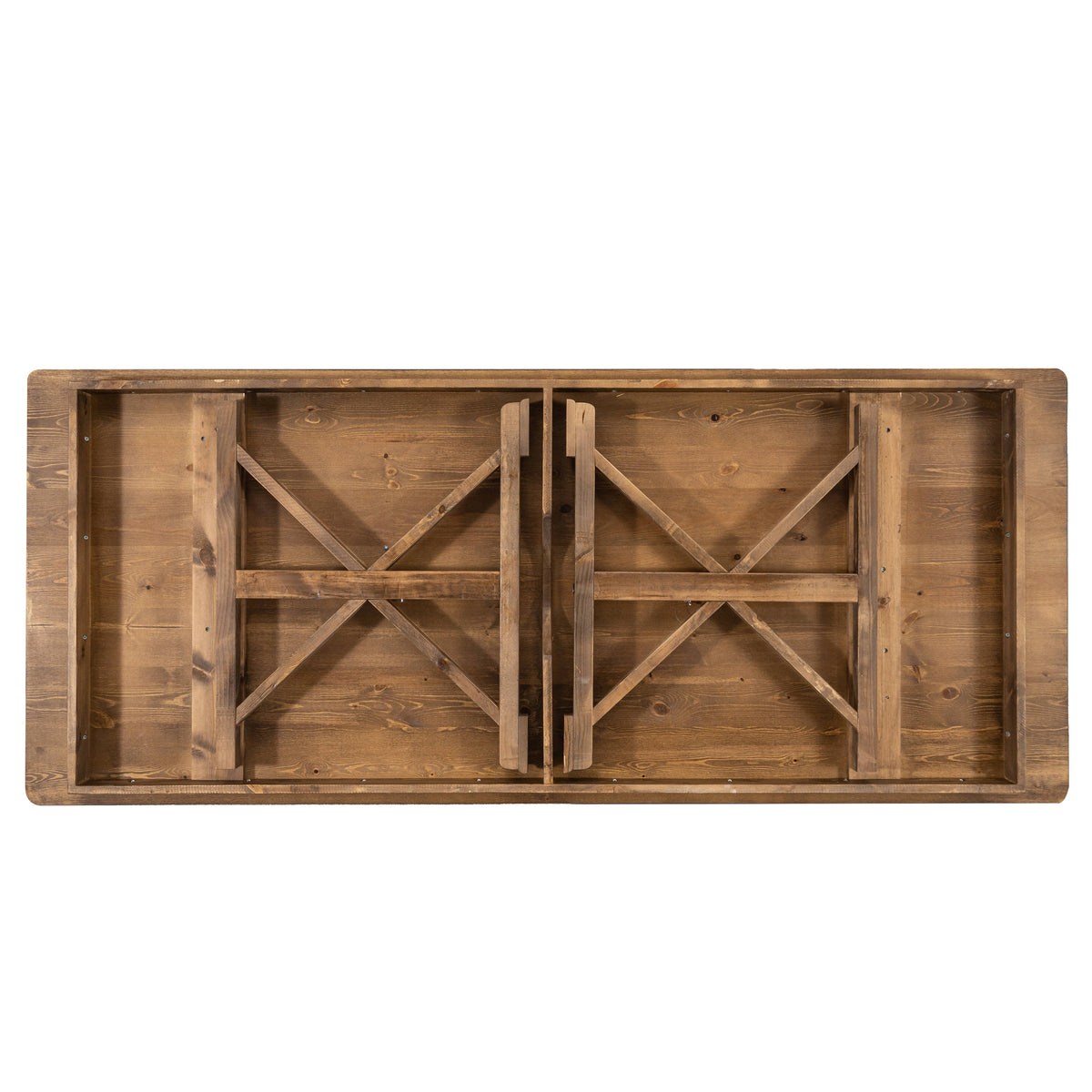 Antique Rustic |#| Solid Pine Farm Dining Table with X-Style Legs in Antique Rustic - 7' x 40"