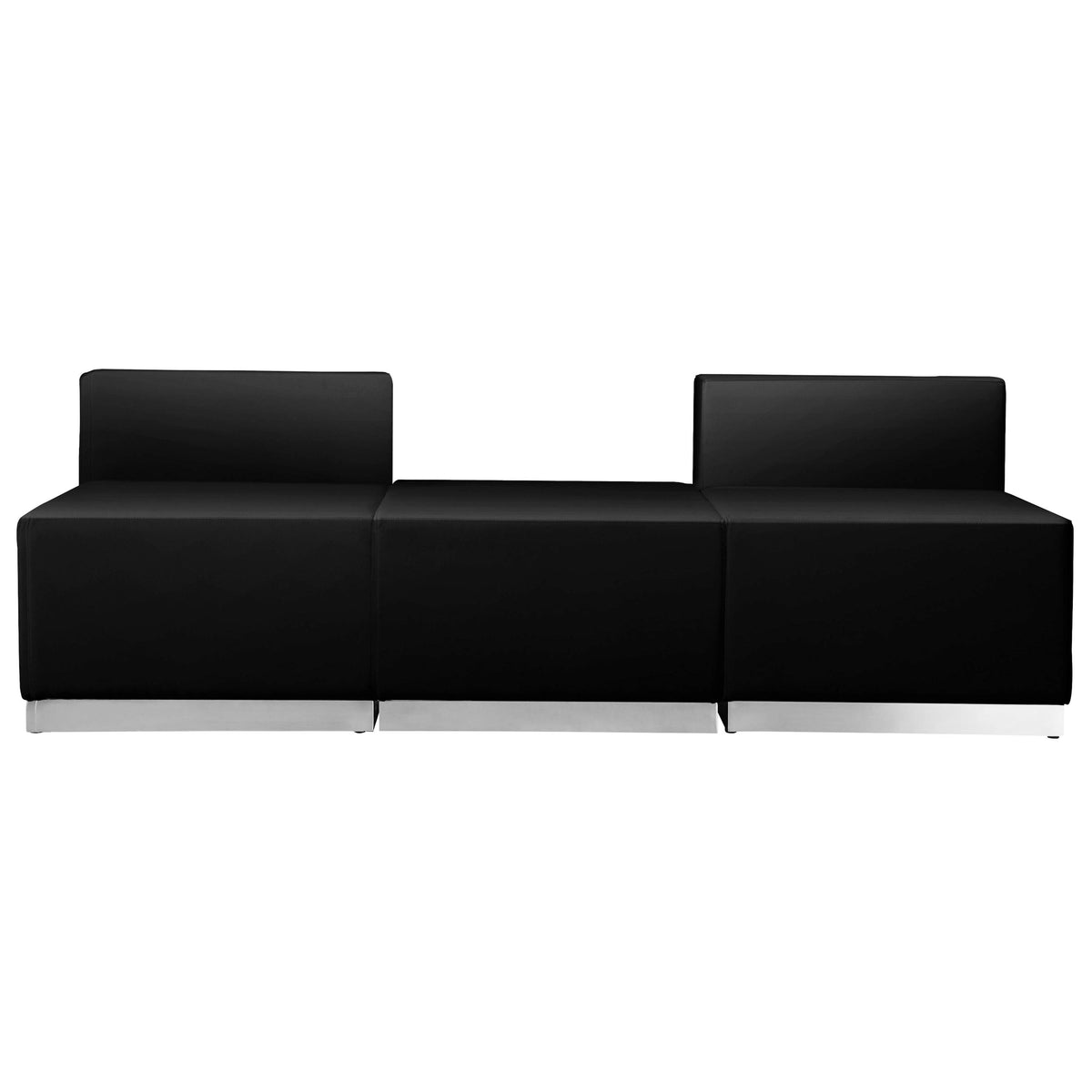Black |#| 3 PC Black LeatherSoft Modular Reception Configuration w/Taut Back &Seat
