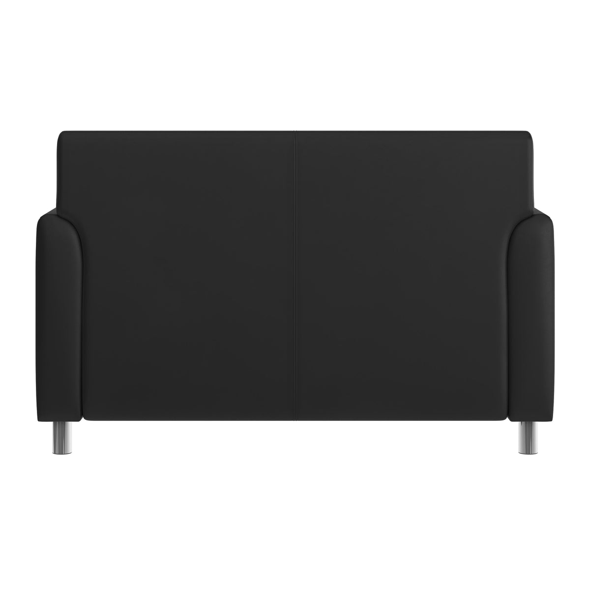 Black/Chrome Legs |#| Black LeatherSoft Loveseat with Clean Line Stitched Frame and Chrome Legs