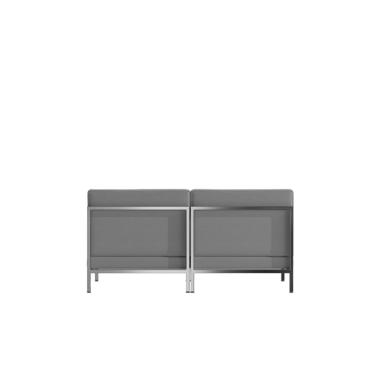 Gray |#| 2 Piece Gray LeatherSoft Modular Reception Lounge Set with Ganging Clips - Reception Bench