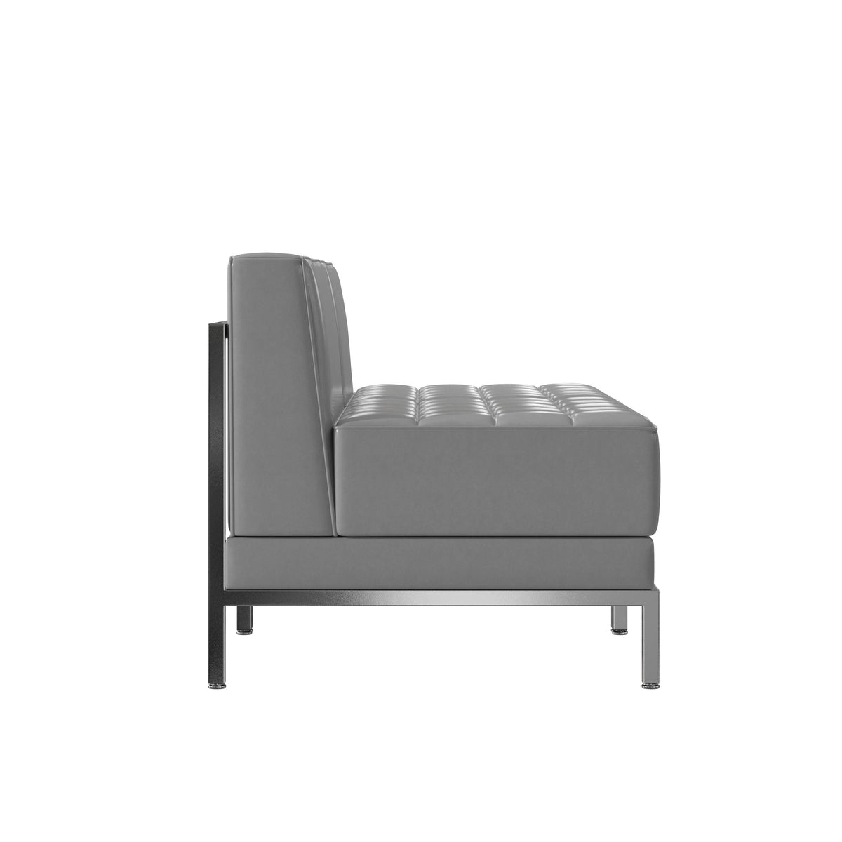 Gray |#| 2 Piece Gray LeatherSoft Modular Reception Lounge Set with Ganging Clips - Reception Bench