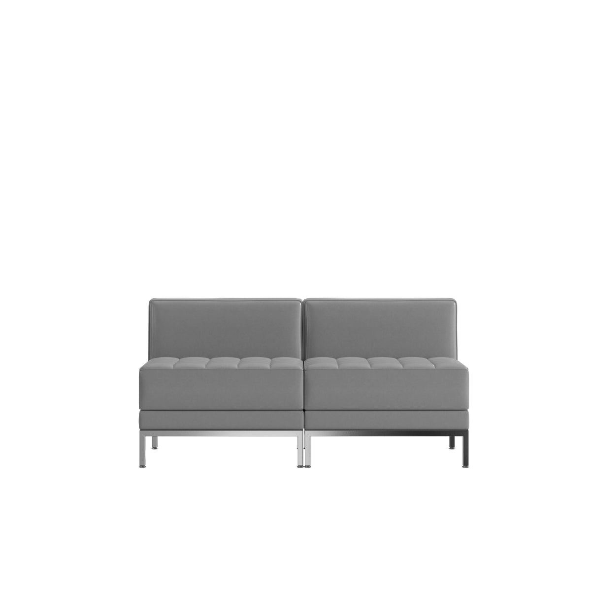 Gray |#| 2 Piece Gray LeatherSoft Modular Reception Lounge Set with Ganging Clips - Reception Bench