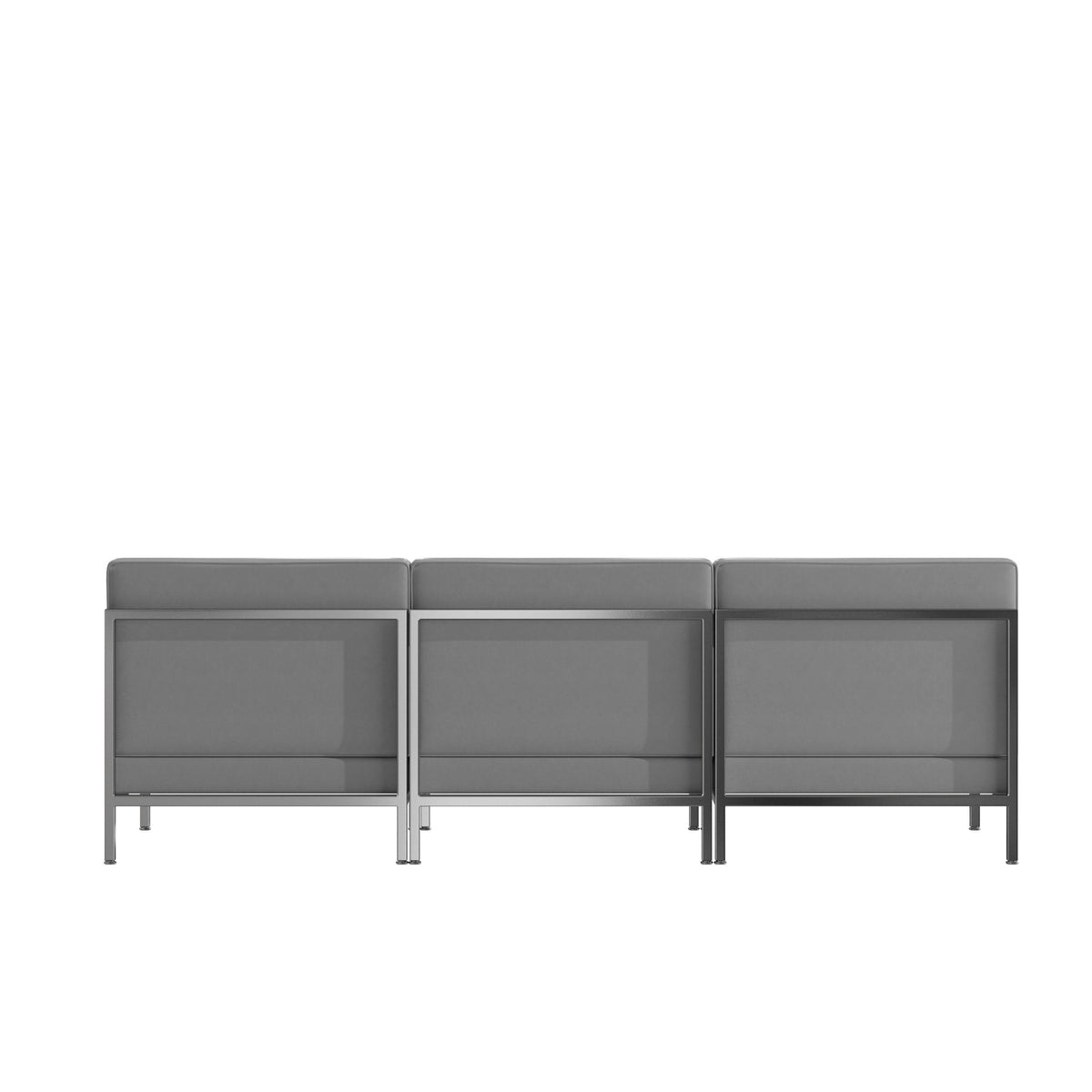 Gray |#| 3 Piece Gray LeatherSoft Modular Reception Lounge Set with Ganging Clips - Reception Bench