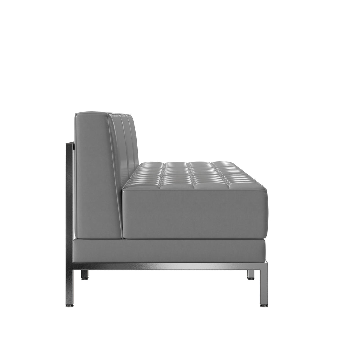 Gray |#| 3 Piece Gray LeatherSoft Modular Reception Lounge Set with Ganging Clips - Reception Bench