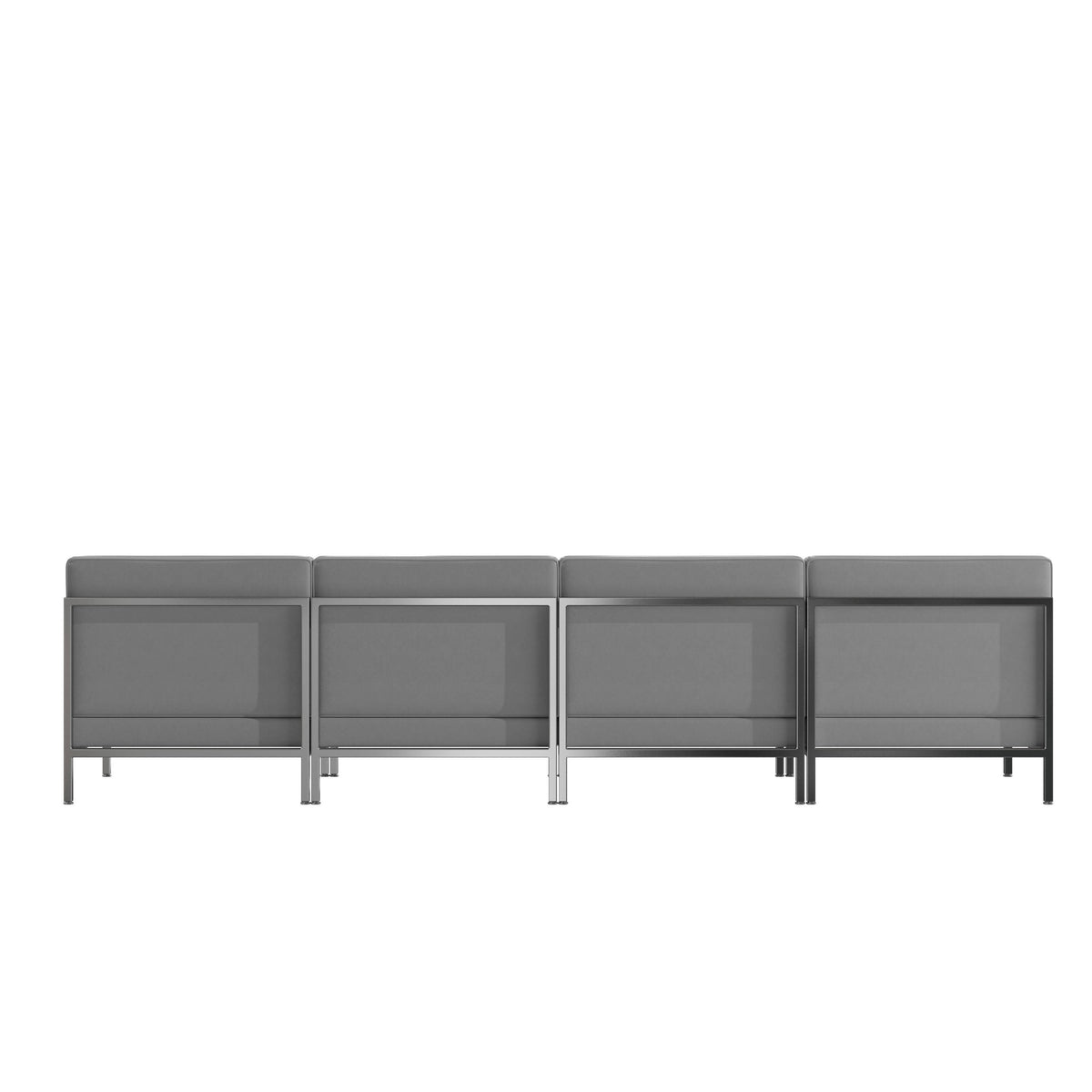 Gray |#| 4 Piece Gray LeatherSoft Modular Reception Lounge Set with Ganging Clips - Reception Bench