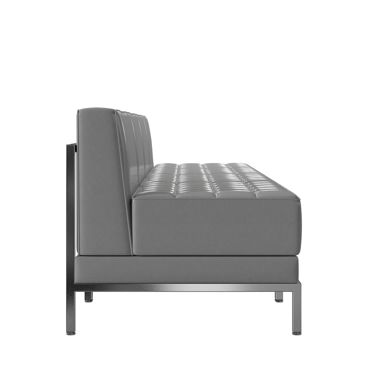 Gray |#| 4 Piece Gray LeatherSoft Modular Reception Lounge Set with Ganging Clips - Reception Bench