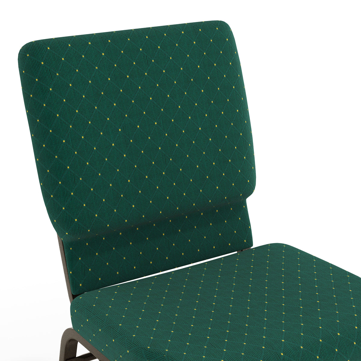 Green Patterned Fabric/Gold Vein Frame |#| 18.5"W Church Chair in Green Patterned Fabric with Book Rack - Gold Vein Frame