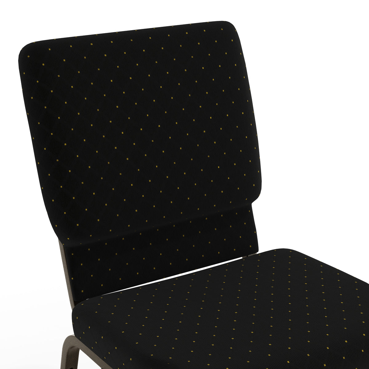 Black Dot Patterned Fabric/Gold Vein Frame |#| 18.5"W Church Chair in Black Dot Patterned Fabric w/Book Rack - Gold Vein Frame