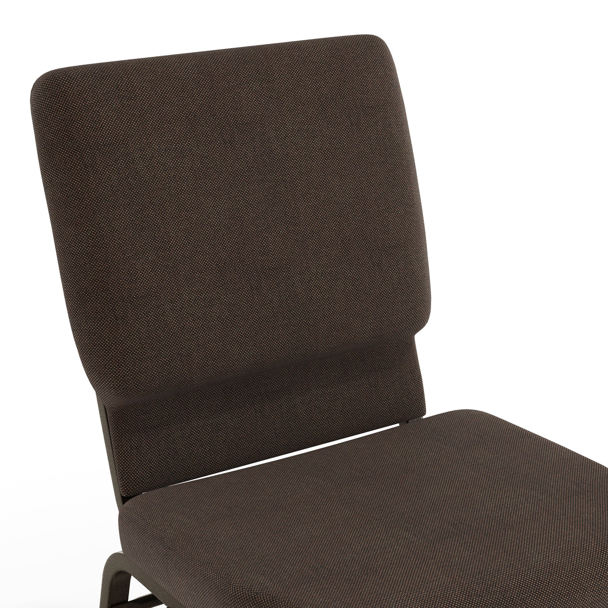 Brown Fabric/Gold Vein Frame |#| 18.5"W Church Chair in Brown Fabric with Book Rack - Gold Vein Frame