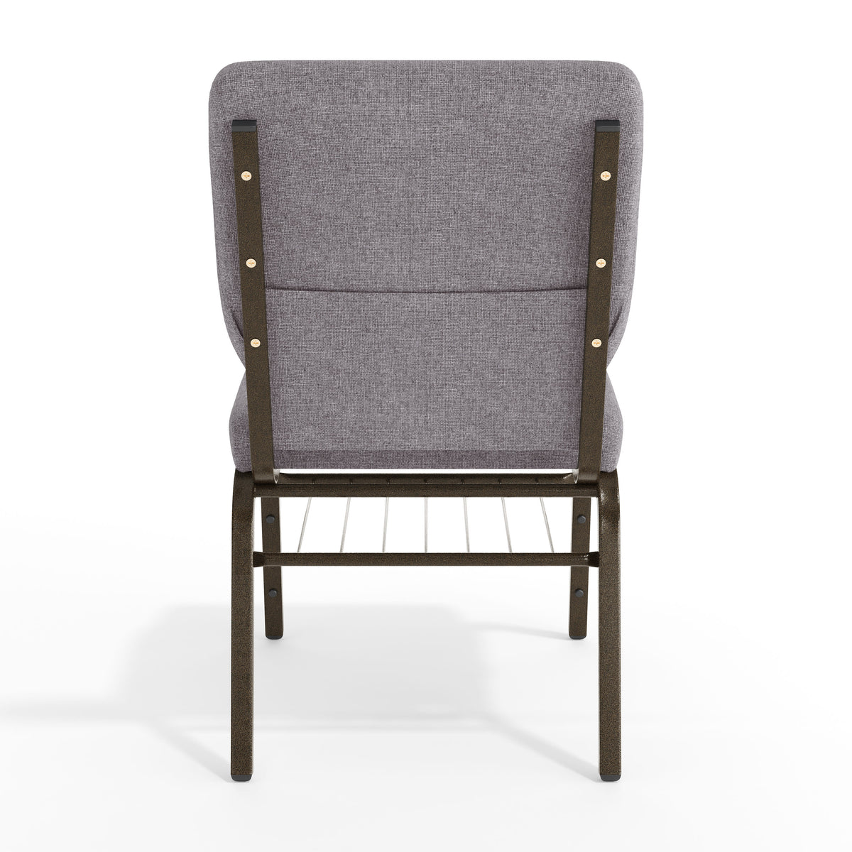 Gray Fabric/Gold Vein Frame |#| 18.5"W Church Chair in Gray Fabric with Book Rack - Gold Vein Frame