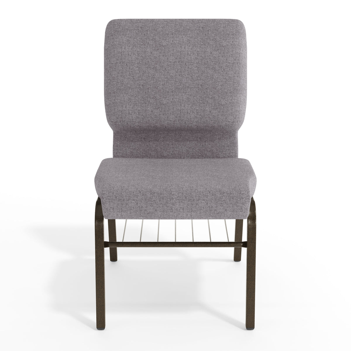 Gray Fabric/Gold Vein Frame |#| 18.5"W Church Chair in Gray Fabric with Book Rack - Gold Vein Frame