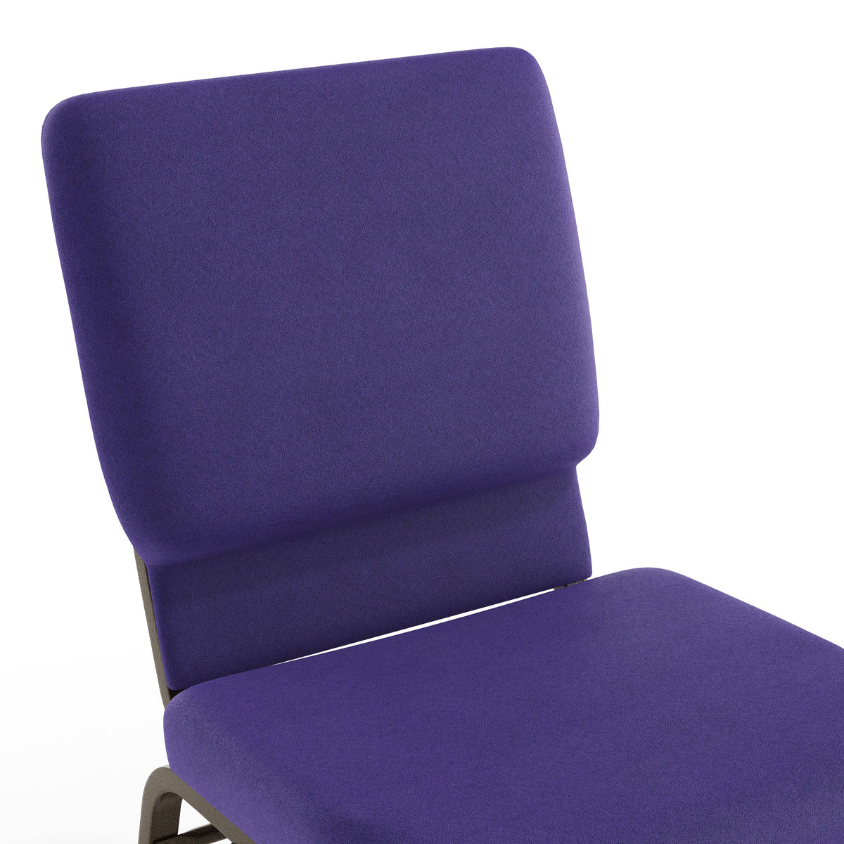 Purple Fabric/Gold Vein Frame |#| 18.5"W Church Chair in Purple Fabric with Book Rack - Gold Vein Frame