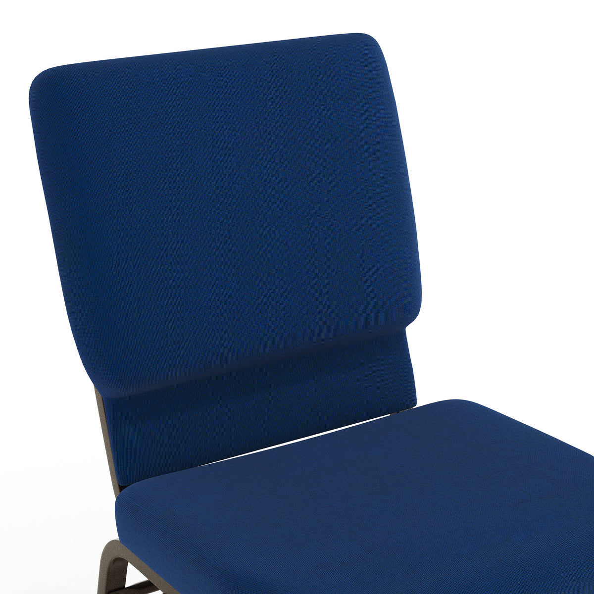 Navy Blue Fabric/Gold Vein Frame |#| 18.5"W Church Chair in Navy Blue Fabric with Book Rack - Gold Vein Frame