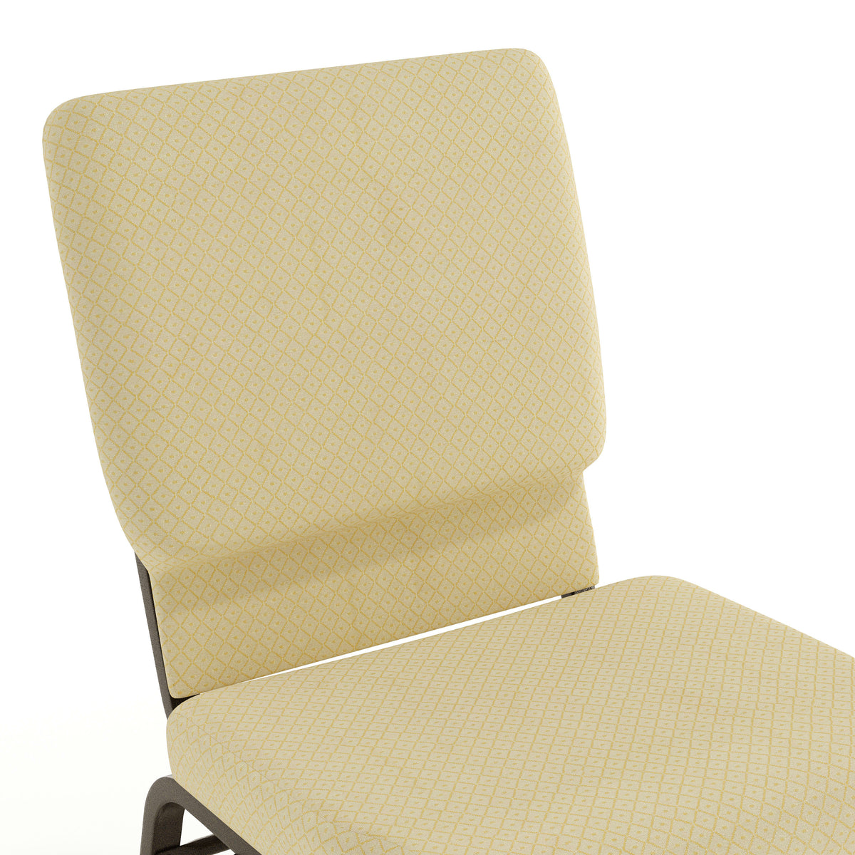 Beige Patterned Fabric/Gold Vein Frame |#| 18.5"W Church Chair in Beige Patterned Fabric with Book Rack - Gold Vein Frame