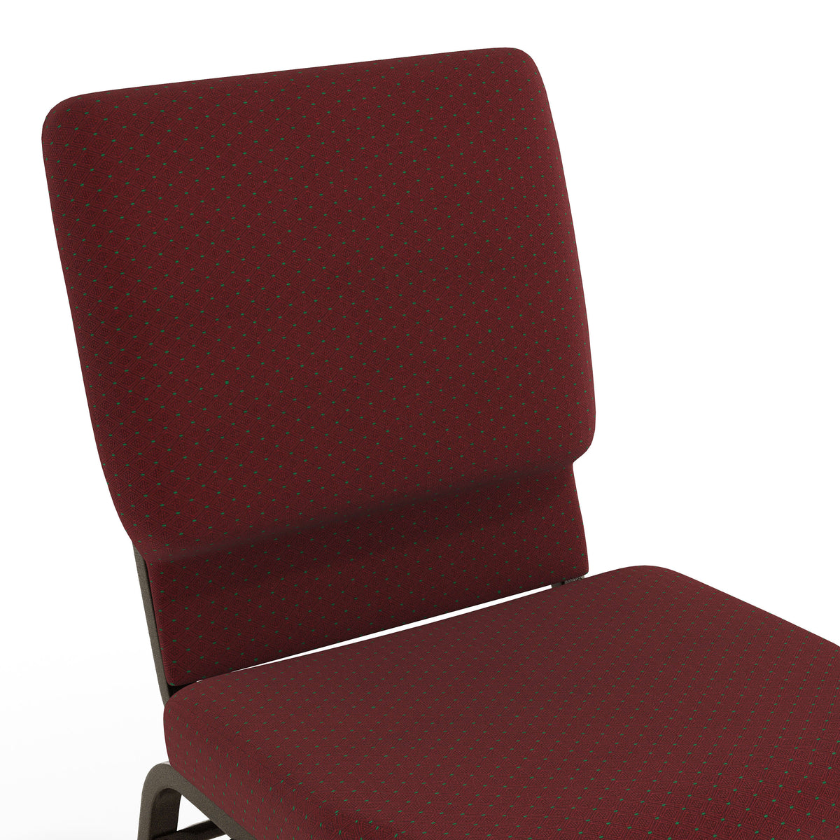 Burgundy Patterned Fabric/Gold Vein Frame |#| 18.5"W Church Chair in Burgundy Patterned Fabric w/ Book Rack - Gold Vein Frame