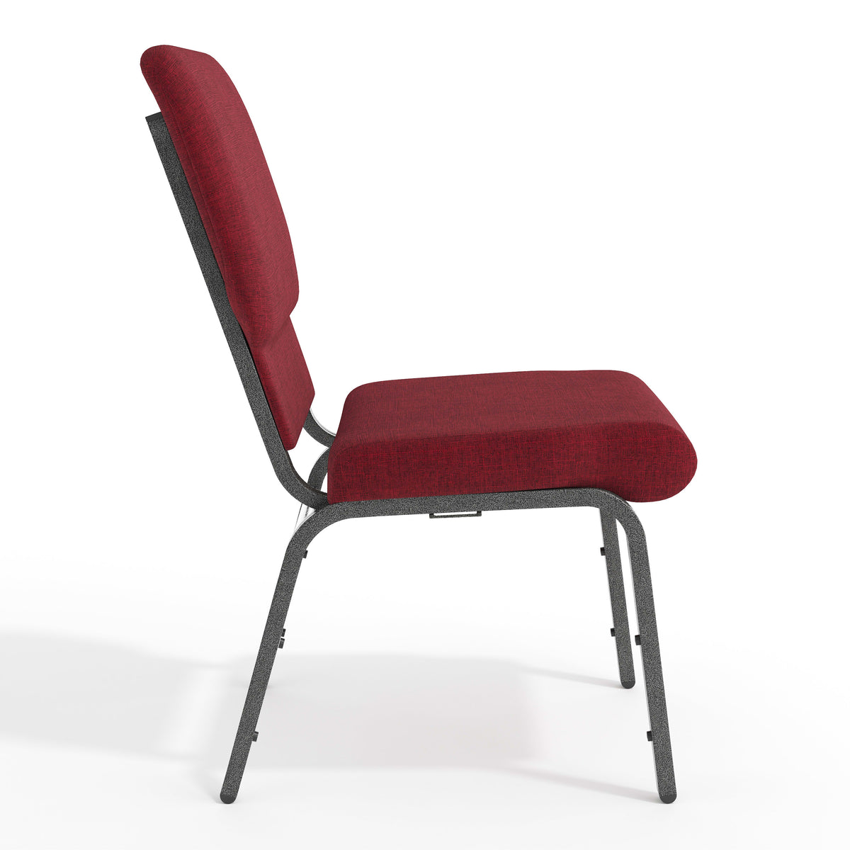 Red Fabric/Silver Vein Frame |#| 18.5"W Stacking Church Chair in Red Fabric - Silver Vein Frame