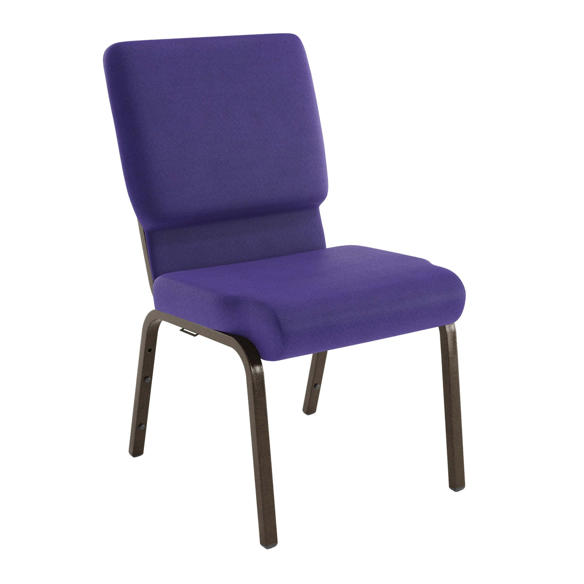 Purple Fabric/Gold Vein Frame |#| 18.5"W Stacking Church Chair in Purple Fabric - Gold Vein Frame
