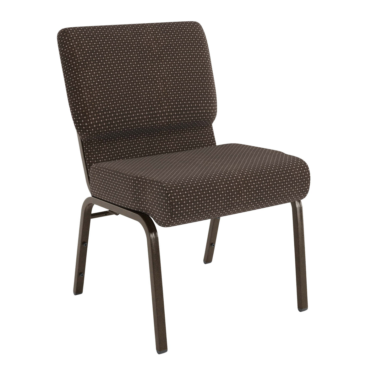 Brown Dot Fabric/Gold Vein Frame |#| 21"W Stacking Church Chair in Brown Dot Fabric - Gold Vein Frame