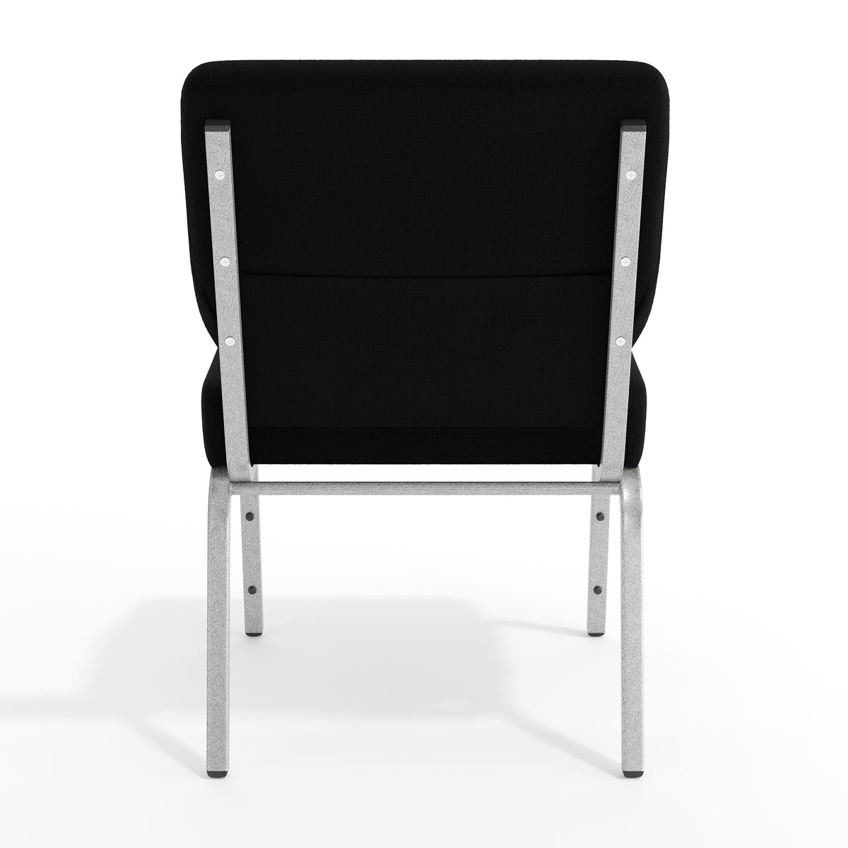Black Fabric/Silver Vein Frame |#| 21"W Stacking Church Chair in Black Fabric - Silver Vein Frame