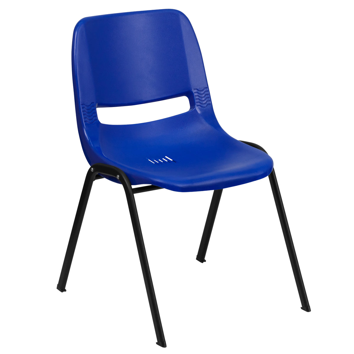 Navy Plastic/Black Frame |#| 440 lb. Rated Kid's Navy Ergonomic Shell Stack Chair-Black Frame-12" Seat Height