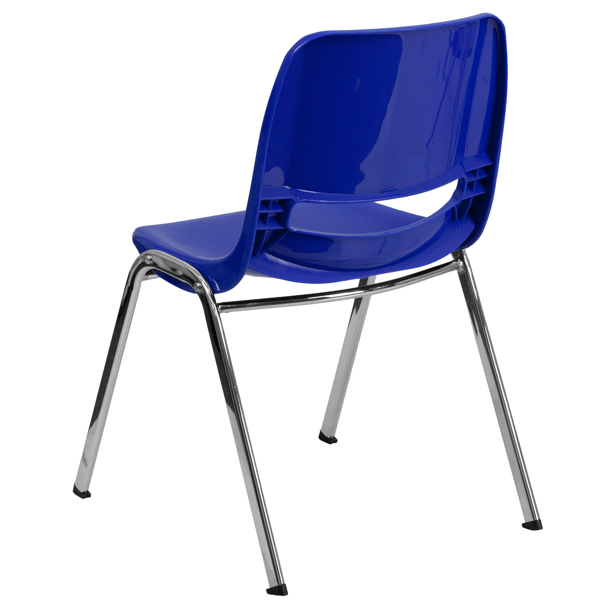 Navy Plastic/Chrome Frame |#| 440 lb. Rated Kid's Navy Contour Shell Stack Chair-Chrome Frame-14" Seat Height