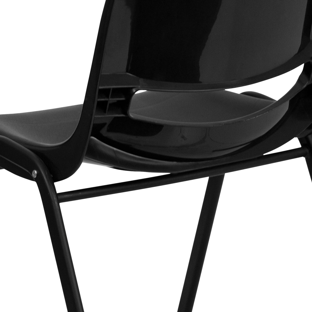 Black Plastic/Black Frame |#| 440 lb. Rated Kid's Black Contour Shell Stack Chair-Black Frame-14" Seat Height
