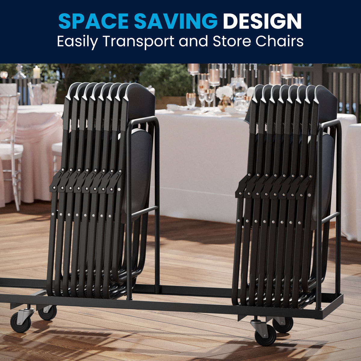Black |#| 500 lb. Capacity Heavy Duty Black Folding Chair with Built-in Ganging Brackets