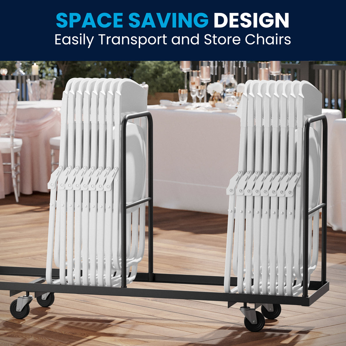 White |#| 500 lb. Capacity Heavy Duty White Folding Chair with Built-in Ganging Brackets