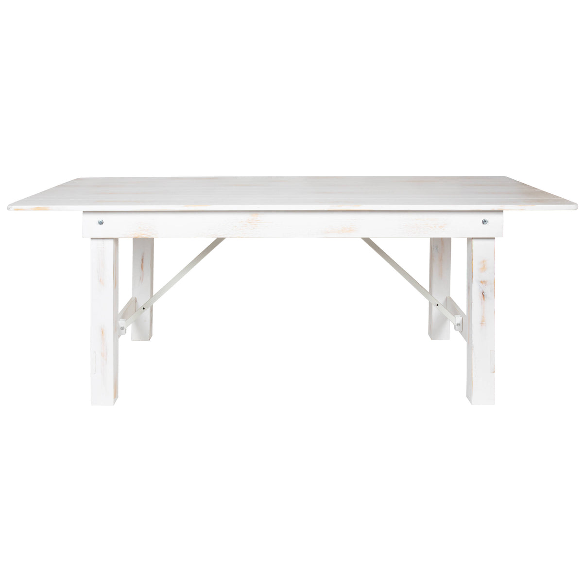 Antique Rustic White |#| 7' x 40" Rectangular Antique Rustic White Solid Pine Folding Farm Table