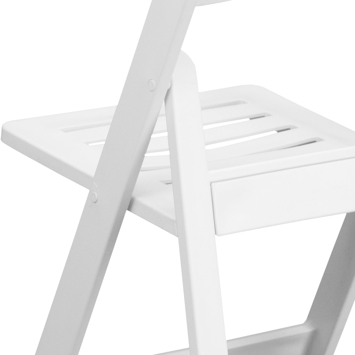 White |#| 800 lb. Capacity White Resin Folding Chair with Slatted Seat