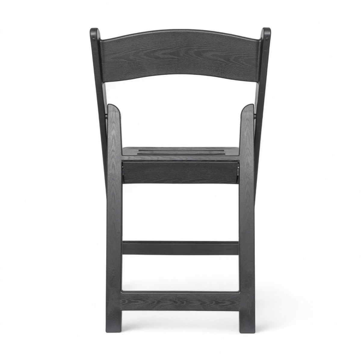 Black |#| Indoor/Outdoor Lightweight Wood Look Resin Folding Event Chair in Black