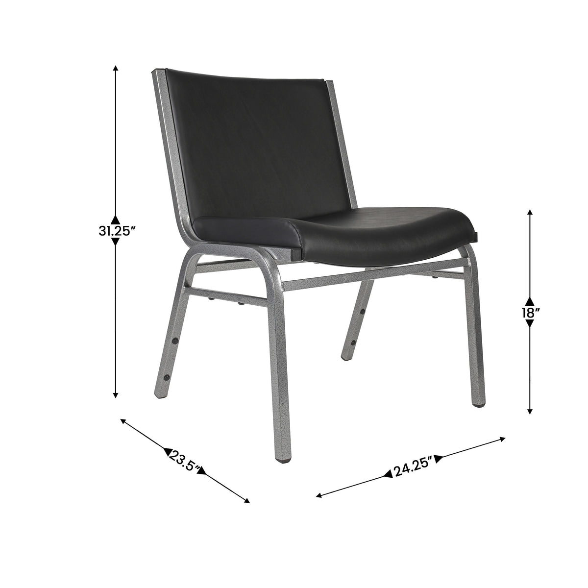 Black Vinyl |#| Big & Tall 1000 lb. Rated Black Vinyl Stack Chair - Reception Seating