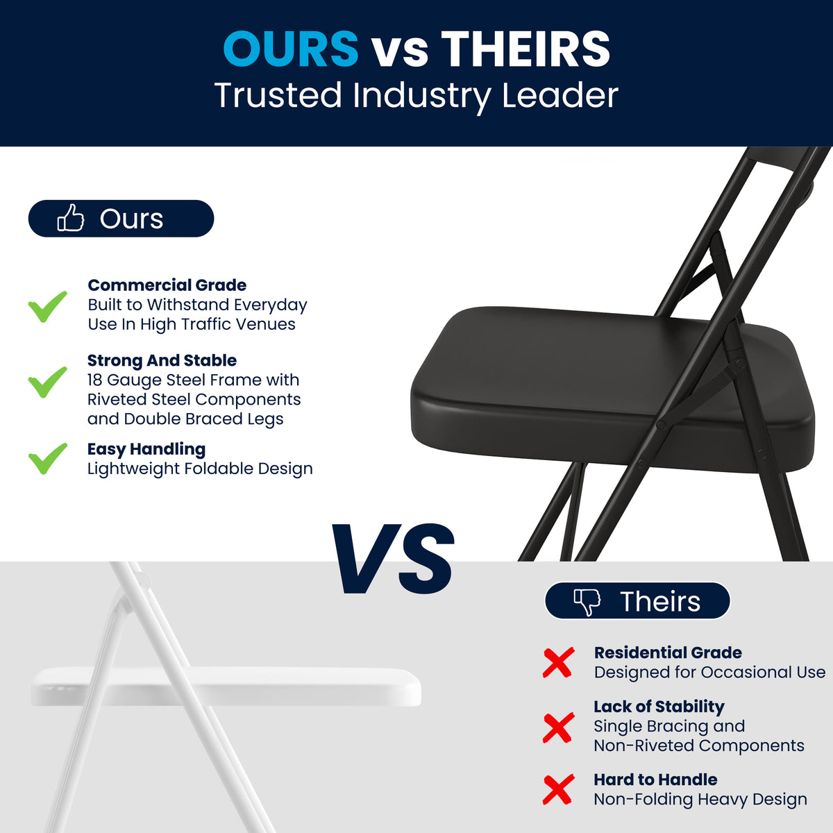 Black |#| Double Braced Black Metal Folding Chair - Event Chair - Portable Chair